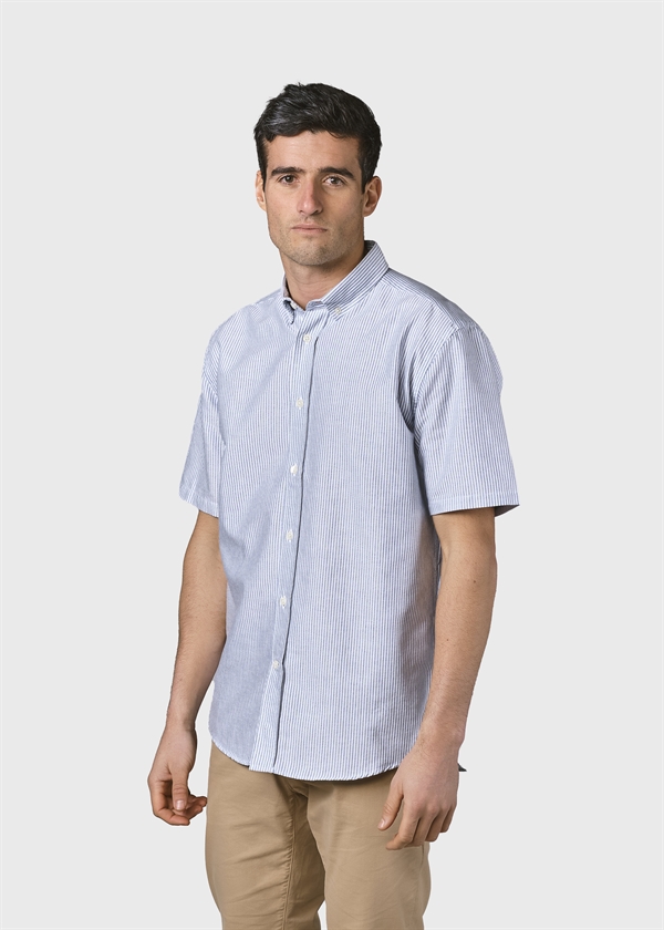 Klitmøller Collective Mikkel striped shirt GOTS - White/navy